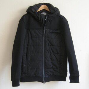 Kenneth Cole Mixed Media Bomber Spring/Fall Jacket, Size Medium, Black
